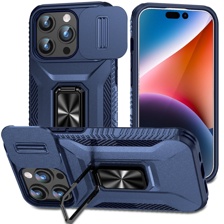 Sliding CamShield Holder Phone Case - For iPhone 15 / 14 / 13 / 12 / X / 7 / 8 Series (Blue) - Mos Accessories